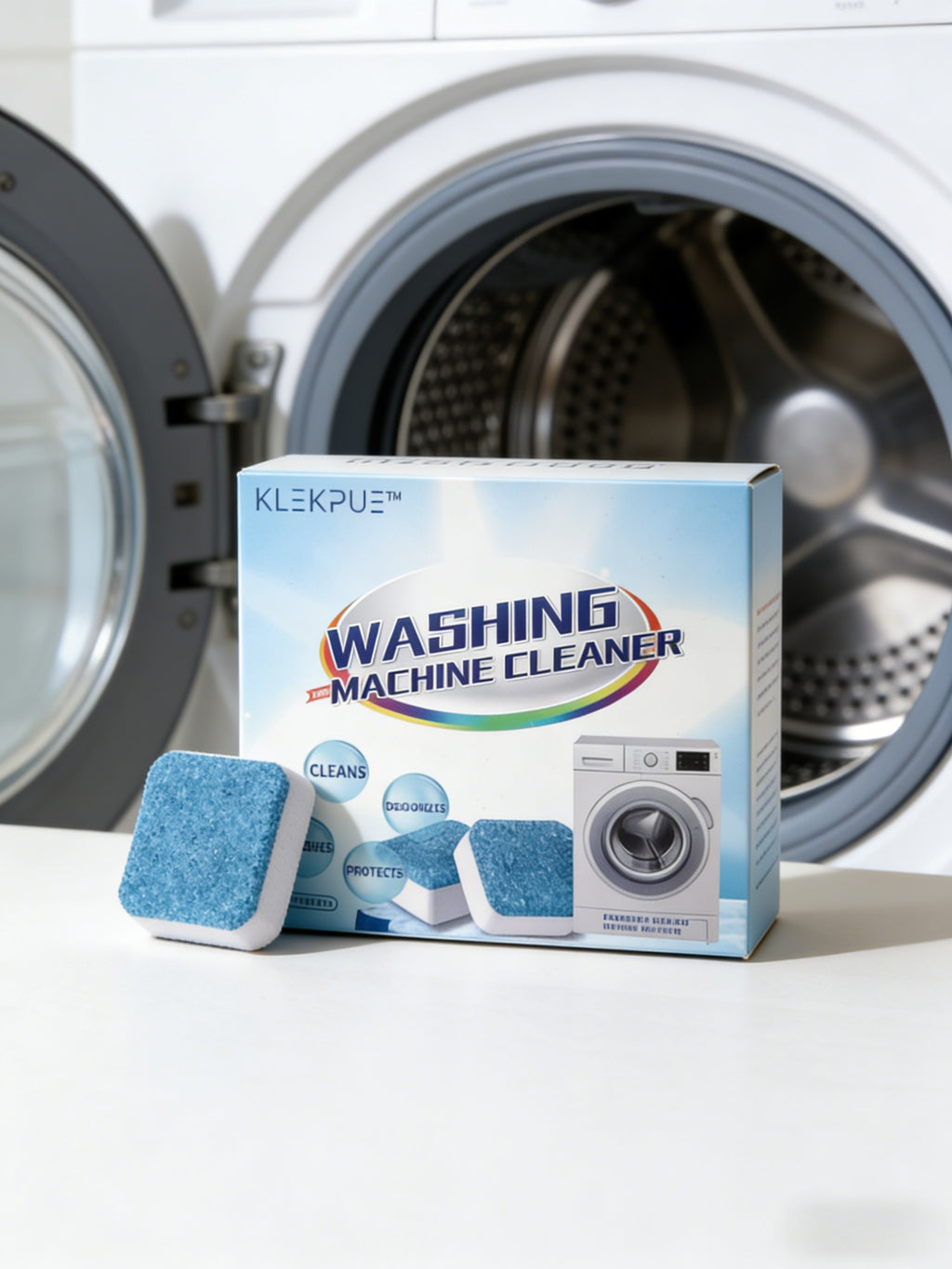 12 Pack Washing Machine Descaler Cleaner Tablets, Front Top Load Washer Descaler Septic Safe, Deep Clean Removes Limescale Odor Residue, Individually Wrapped