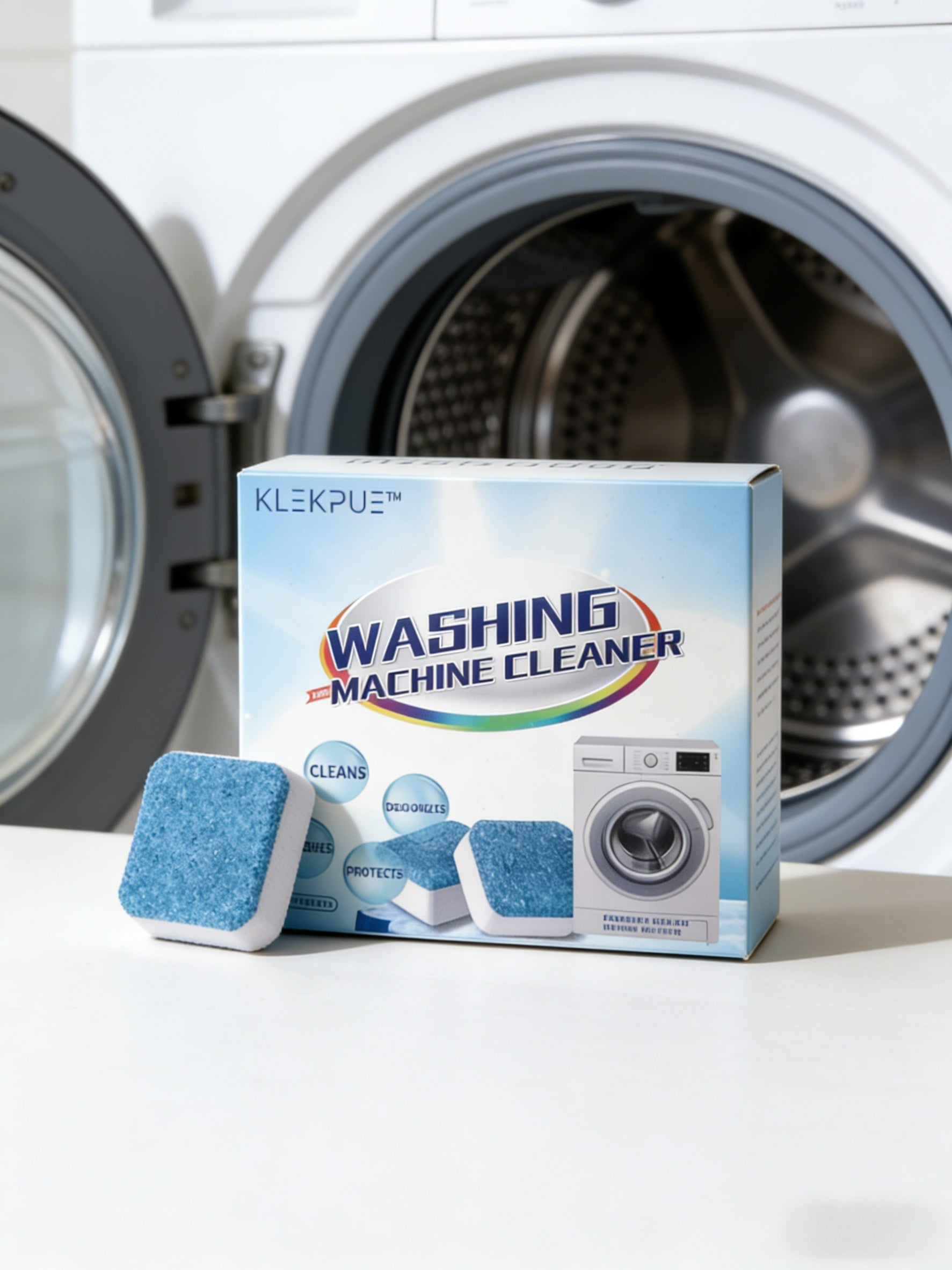12 Pack Washing Machine Descaler Cleaner Tablets, Front Top Load Washer Descaler Septic Safe, Deep Clean Removes Limescale Odor Residue, Individually Wrapped