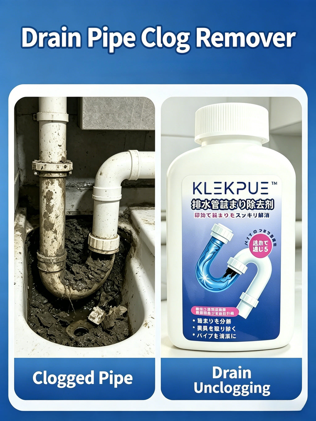 Drain Cleaner Sink Clog Remover: Powerful Foam Powder Unclogger for Kitchen and Bathroom Pipes - Fast Hair Cleaning Solution for Shower Drains